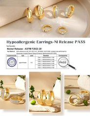 Set di 3 Paia di Orecchini a Cerchio – Placcati in Oro 14K e Argento – Cerchietti Ipoallergenici per Donna