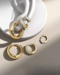 Set di 3 Paia di Orecchini a Cerchio – Placcati in Oro 14K e Argento – Cerchietti Ipoallergenici per Donna