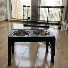 Ciotole Rialzate Regolabili per Cani – 2 Ciotole Inox da 1200 ml, Antiscivolo e Pieghevoli