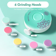 Electric Nail File for Kids with Six Interchangeable Sharpening Heads, Low Noise Newborn Nail File, Suitable for All Ages