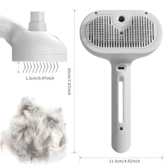 Spazzola Spray per Cani e Gatti – Pettine Antimuta con Serbatoio d’Acqua e Funzione Vapore