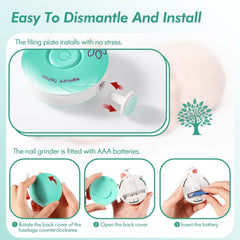 Electric Nail File for Kids with Six Interchangeable Sharpening Heads, Low Noise Newborn Nail File, Suitable for All Ages